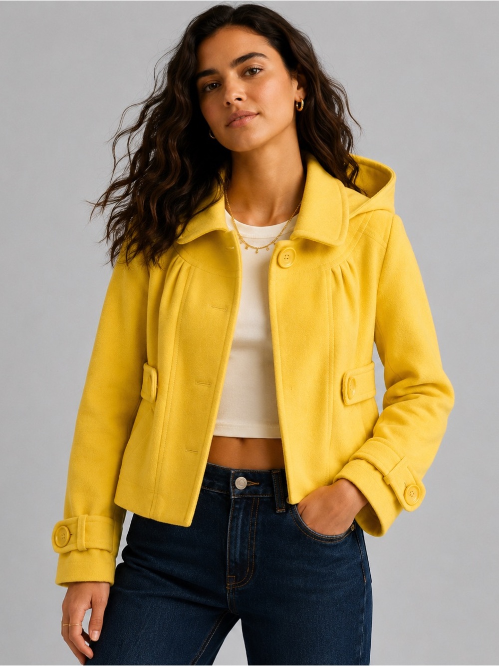 Anthropologie Tulle Original Clothing Yellow Hooded Mod Jacket – Size S